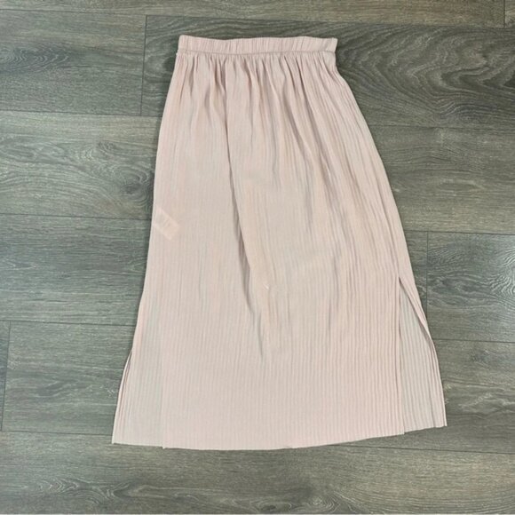 Aritzia Wilfred Celesse Pleated Midi Skirt Side Slit High Rise Waist Pink XXS - Picture 8 of 11